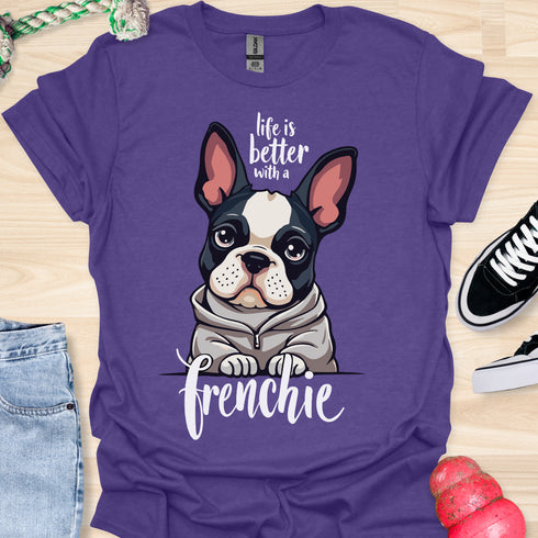 Life is better with a frenchie - V4 - Modern Portrait T-Shirt